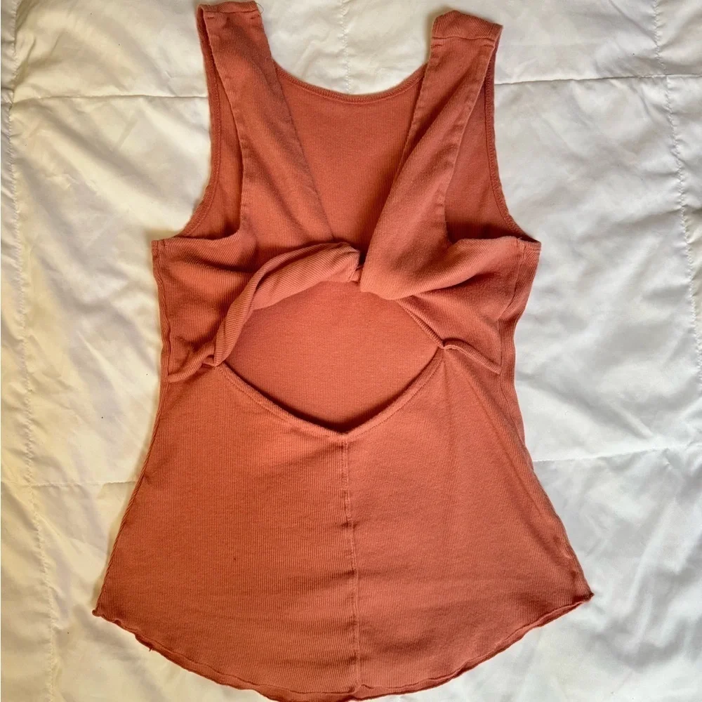 Free People Ribbed Twist Back Cotton Tank Top